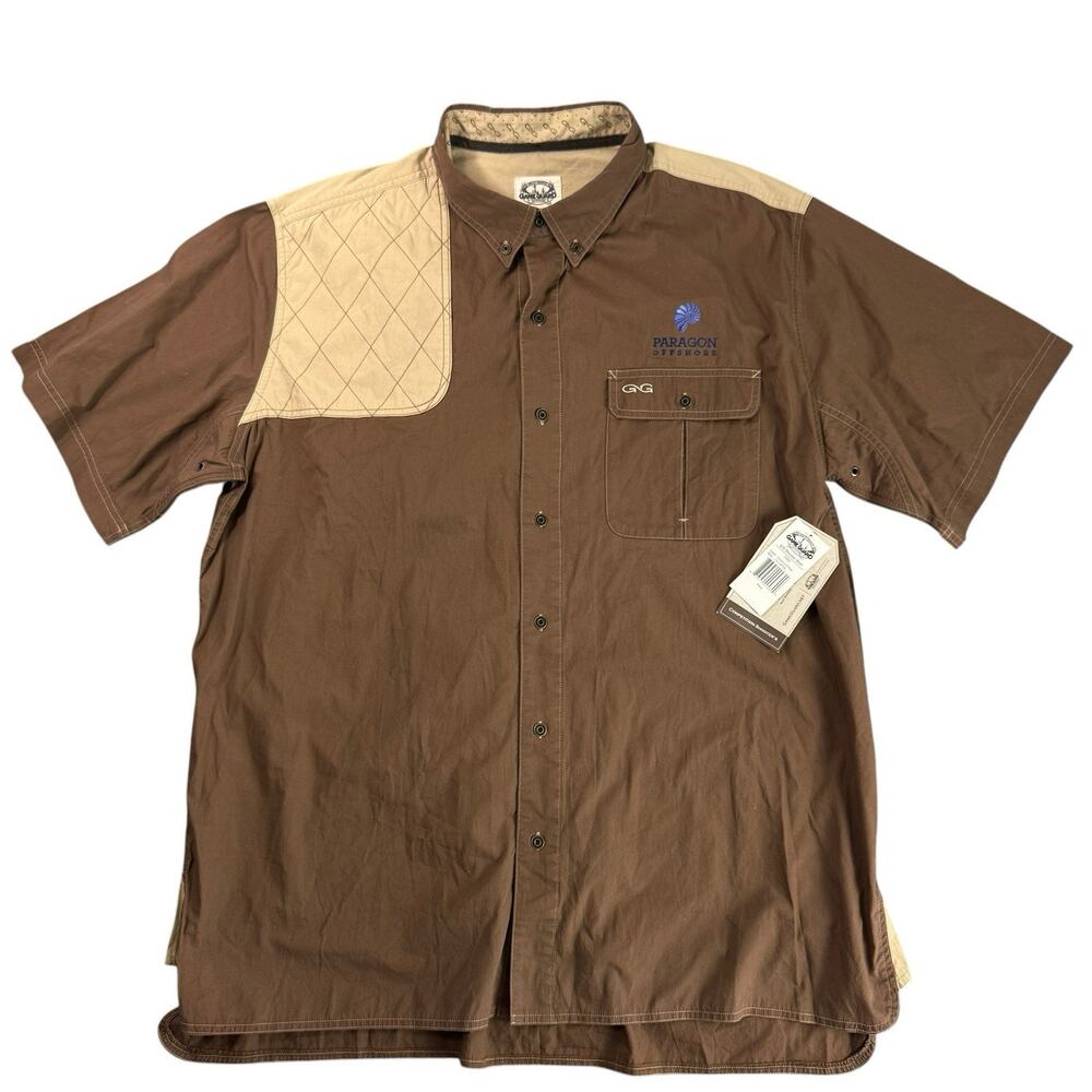 GameGuard Shirt Mens 2XL Brown Tan Short Sleeve Button Down Shooting Hunting